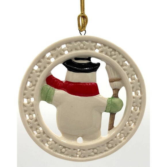 Lenox Pierced Figural Snowman Christmas Ornament Bone China 24K Gold Accent 3.5" - Picture 12 of 16